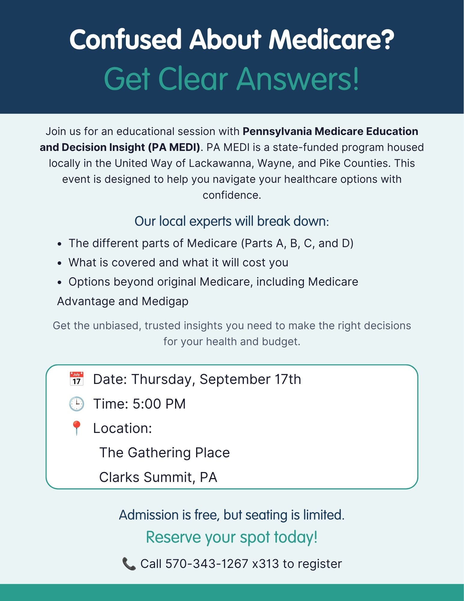 Pennsylvania Medicare Education Session Flyer